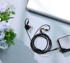 Durable Braided IEM Cable – 4N OFC, Cotton Yarn, 2pin 3.5mm with Microphone