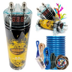 PRO 3.5 Farad Capacitor Car Audio 3500 Watts Power 12V Display + 4 Gauge amp KIT