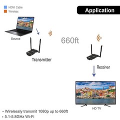 J-Tech Digital Wireless HDMI Extender 1080p up to 660 ft Extension, Transmitt…