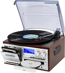 9 in 1 Vintage Record Player Bluetooth 3 Speed Turntable