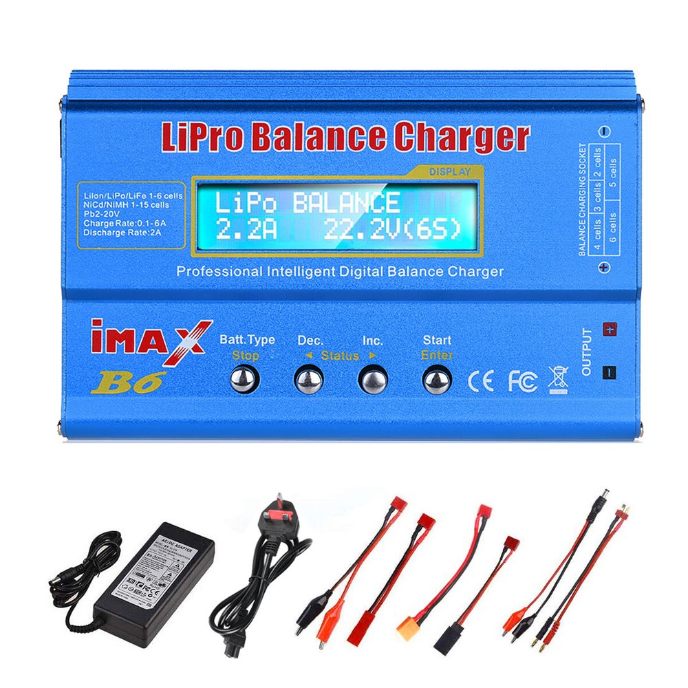 B6 Battery Charger AC 80W Mini Lipo Balance Charger/Discharger with Power Supply