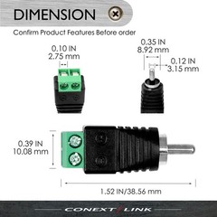 5 Pack Male RCA Socket Plug to Bare Wire 2 Pin Screw Down Terminal Adapter Jack
