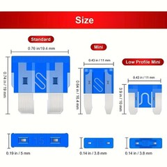 300Pcs Car Fuse Assortment Kit, 160 Mini Blade Fuses Automotive + 90 Standard**