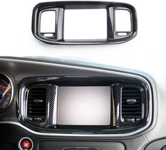 Carbon Fiber Dashboard Dvd Navigation Screen Frame Cover Trim for Dodge Charger