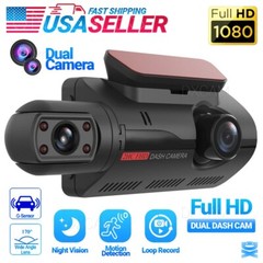 Dash Cam Dual Lens HD 1080P Car DVR Video Recorder G-Sensor Front Inside Camera