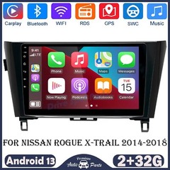 10″ Carplay Android 13 Car Stereo Radio GPS For Nissan Rogue X-Trail 2014-2018