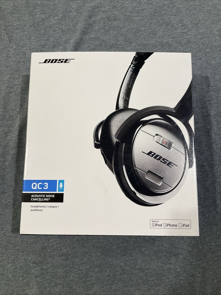 Bose QuietComfort 3 QC3 Noise Cancelling Headphones Black Silver 3.5mm