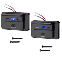 2X Dual USB QC3.0&PD Port Car Fast Charger Socket Power Outlet On/Off Switch 12V