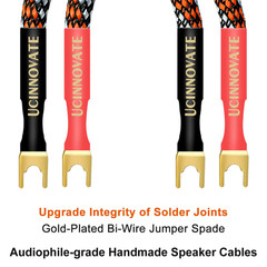 4 X Hifi OFC Speaker Jumper Cable with Spade, 21Cm Speaker Cable Bridge Bi-Wire