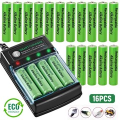 16Pcs AA AAA Rechargeable Battery Alkaline Batteries 3000mah 1.5V Power Charger