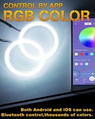 Qasimled 1-Pair 70Mm 72Smd Cob Rgb Led Halo Ring Angel Eyes Universal