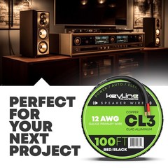 12 Gauge Speaker Wire 100 Feet Black| 122 Awg Gauge Outdoor Speaker Wire Cl3 Cl2