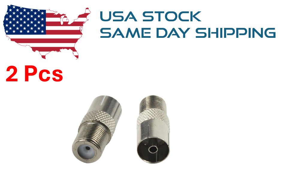 2 Pcs F -Type Female Jack to TV PAL Female Jack Coaxial RF Connector Adapter