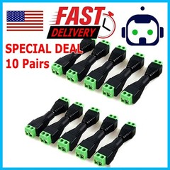 20pcs Male+Female DC Power Jack Connector Adapter Plug 2.1 x 5.5mm for CCTV