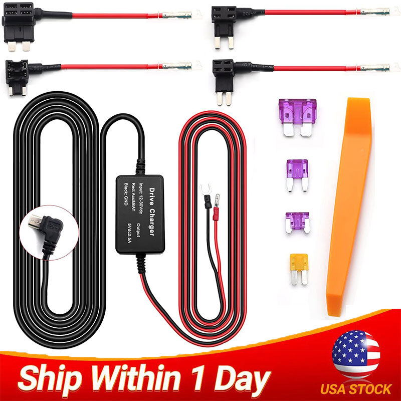 USB C Dash Cam Hardwire Kit For Fuse 12-24V to 5V/2A Type C Port Hard Wire Cable