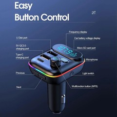 Bluetooth Car Adapter FM Transmitter Handsfree USB AUX Radio MP3 Music Player