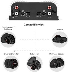 Full Range Taramps TS 400×4 Amplifier, 4 Channels, 400 Watts with Crossover