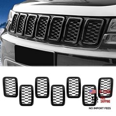 Front Grill Rings Honeycomb Grille Mesh Inserts Cover Trim Black(Mesh Ring)