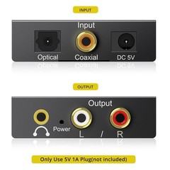 192KHz DAC Digital to Analog Audio Converter Optical to RCA 3.5mm Jack Adapter