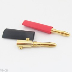 100pcs Gold Plated Copper 4mm Banana Plug Speaker Cable Connector w/Heatshrink