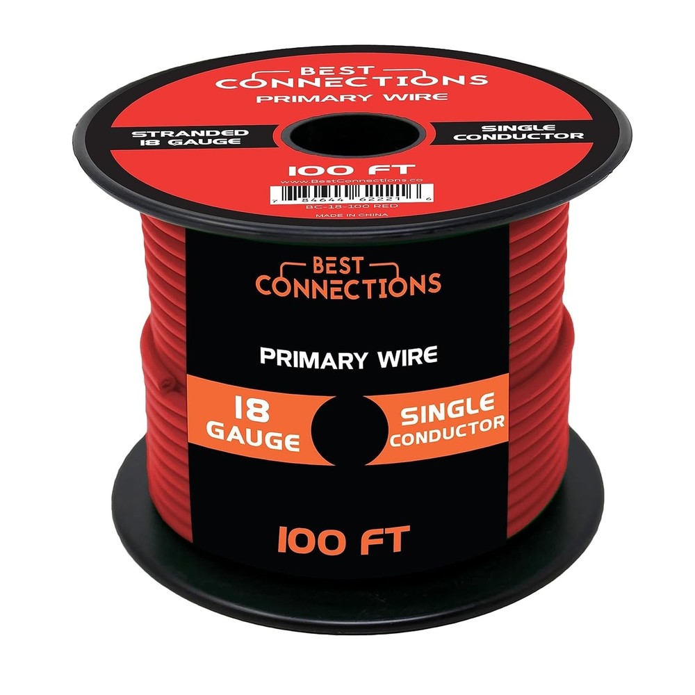 BEST CONNECTIONS Automotive Primary Wire 18 Guage, 100ft (Various Color Options)