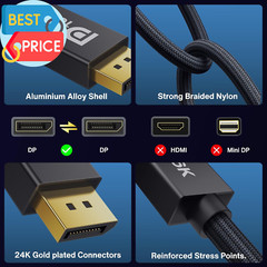 16K Displayport Cable 2.1, [VESA Certified] DP 2.1 Cable [16K@60Hz,8K@120Hz,4K@2