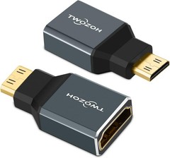 8K Mini HDMI Adapter 2-Pack, 2.1 Mini HDMI Male to Standard HDMI Female Adapt…