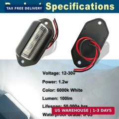 2PCS Xenon White LED License Plate Light – 12V-24V DC Waterproof 6-SMD Lamp Tail