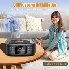 Portable CD Player Bluetooth,Desktop CD Player with Bluetooth Music Boombox Port