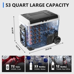12V Car Refrigerator Electric Cooler DC/AC, -4℉~68℉, Freezer Cooler with Wheels