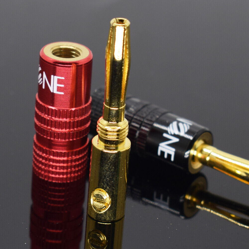100pcs ELNONE High Quality Gold Plated Speaker Banana Plug Male Audio Connector