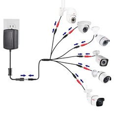 DC Power Splitter Cable 5.5mm x 2.5mm 1 to 6 Way CCTV Cameras LED Light Strip