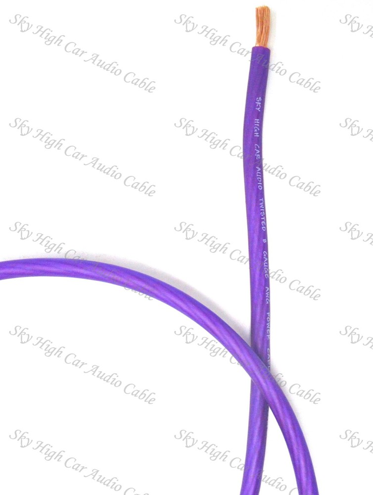 25 ft 8 Gauge AWG PURPLE Power Ground Wire Sky High Car Audio GA feet