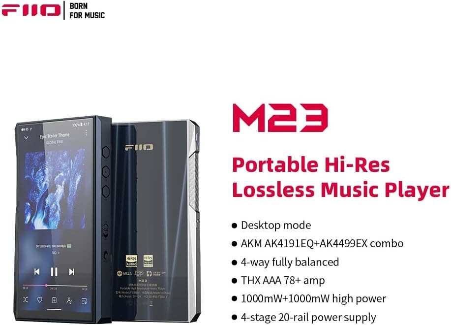 Fiio M23 Hi-Res Music Player AMP USB DAC w/AK4191EQ+AK4499EX PEQ (Dark Blue)
