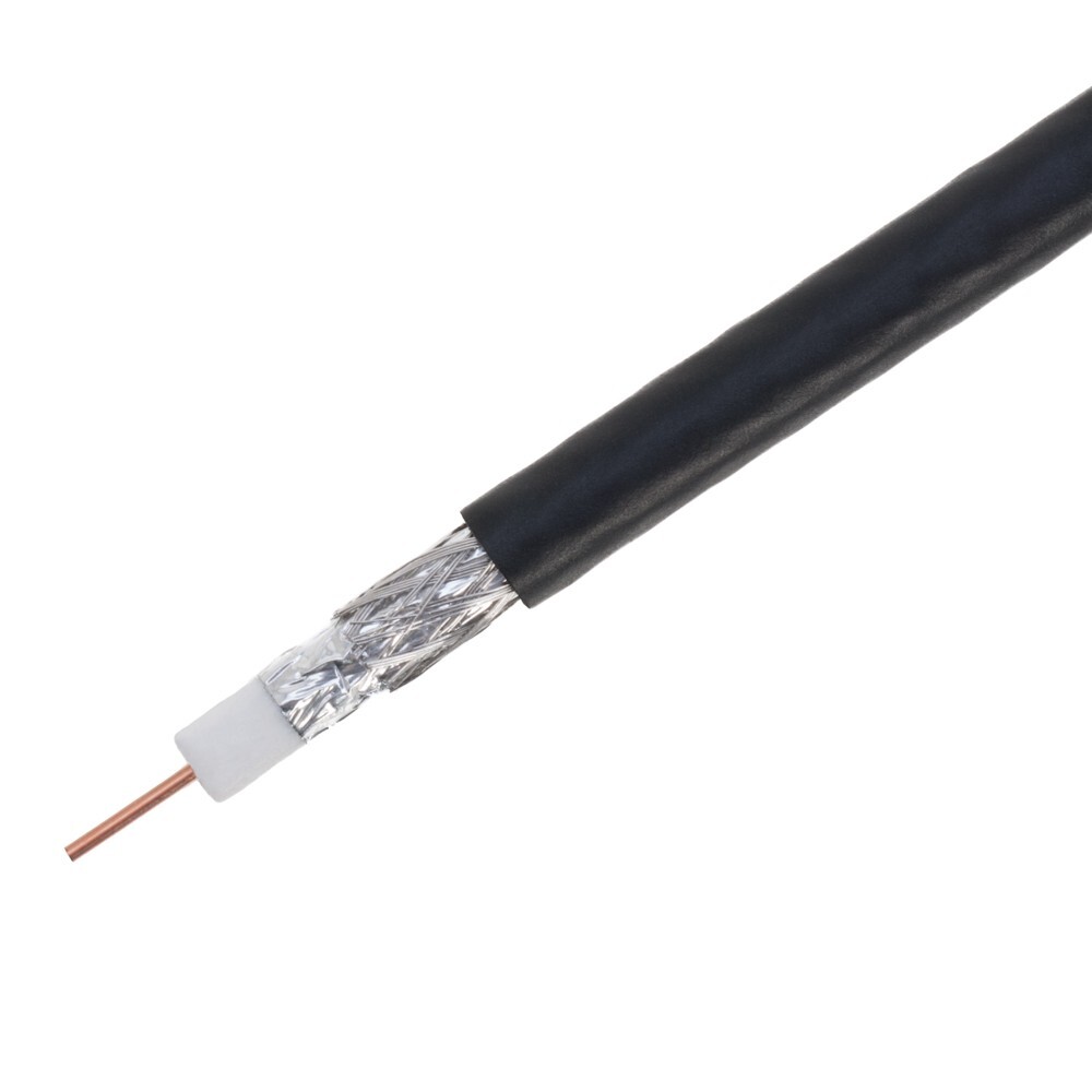 Outdoor RG6 Coaxial Cable 18AWG Satellite Cable Dual Shield Coax Black