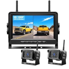 1080P Wireless RV Backup Camera 7″ DVR Quad Split Monitor for Truck Trailer Van