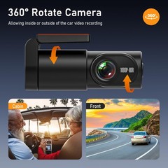 Dash Cam Camera ‌24/7 Front Cabin Car DVR FHD Motion Detection Vehicle G-Sensor