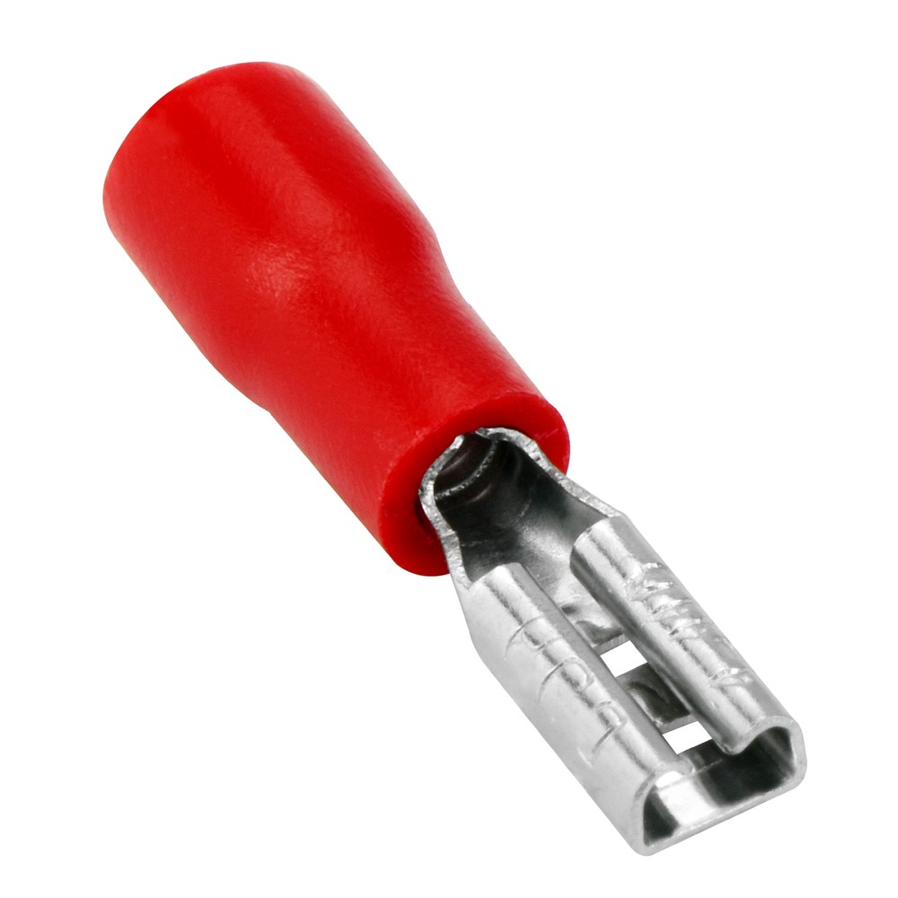 25 Vinyl Female Quick Disconnect Terminal Connector 22-18 AWG Red 0.110″ Wire