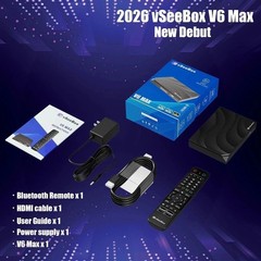 vSeeBox V6 Max Android TV Box 64GB Media Streamer WiFi HDMI Black 2000+CH