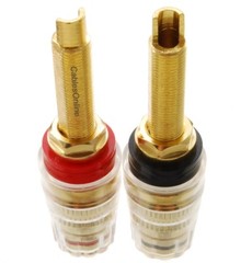 2x Long Thread 4mm Banana Speaker Terminal Binding Post Hard Copper, Black/Red
