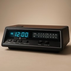 SEO Title: Vintage GE 7-4665B Digital Alarm Clock Radio Woodgrain – Untested