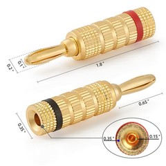 8PCS 24k Gold Plated Speaker Banana Plugs-Closed Screw Type HIFI audio Cable