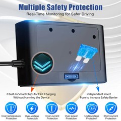 3 Way Car Cigarette Lighter Splitter with USB Fast Charger QC 3.0 & Type-C PD