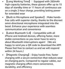 Smart Audio Bluetooth Sunglasses, Wireless Music, IPX4 Waterproof, UV400, BLACK
