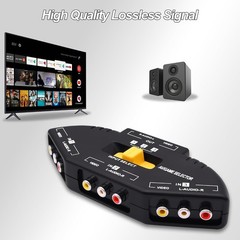 3 In 1 Out Component AV Video Switch Box, Composite 3 RCA AV Splitter RGB