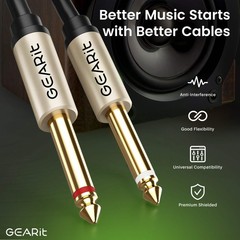 1/4 TRS Stereo Male to Dual 1/4 TS Mono Breakout Splitter Y Audio Cable, Black