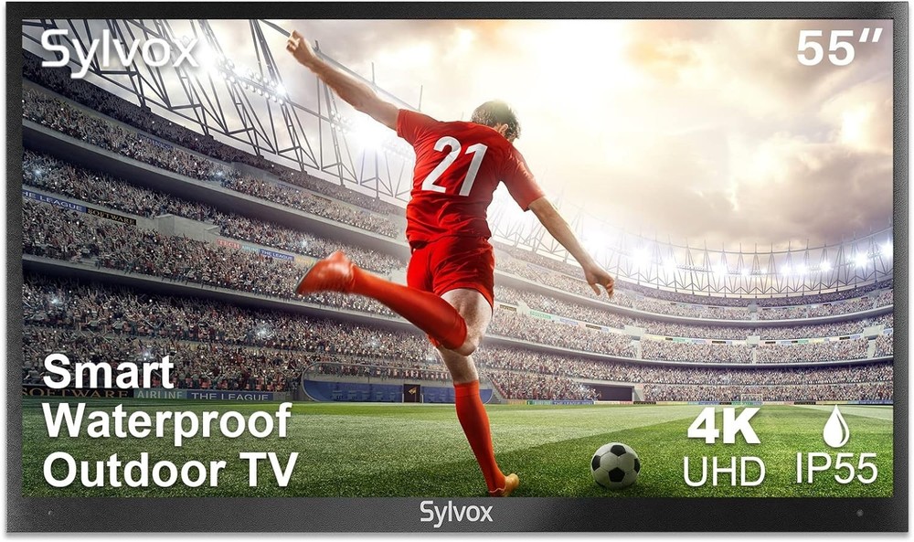 Sylvox 55in Smart Waterproof Outdoor TV 4K UHD IP55 Wireless and 1000Nits US