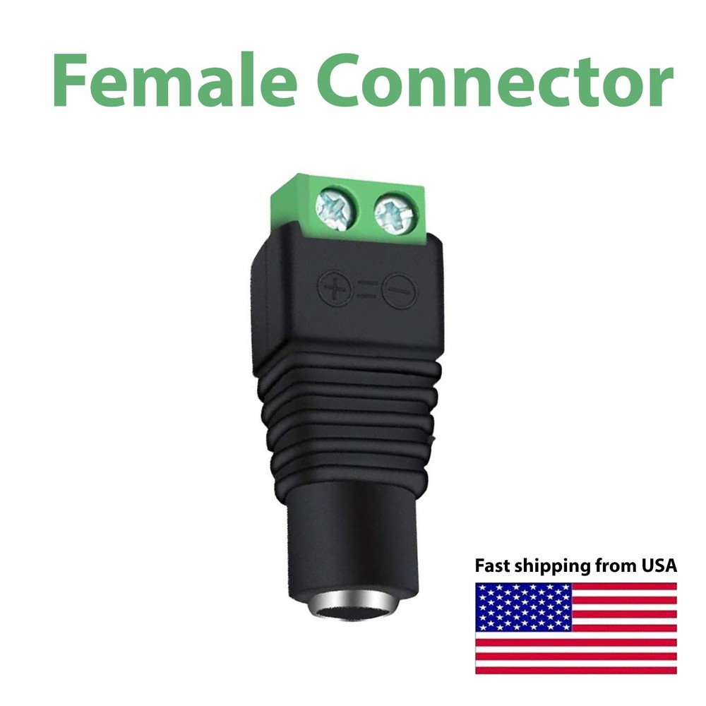 100 PCS 12V DC Male+Female Power Connector 5.5×2.1mm Power Jack Plug Adapter LOT