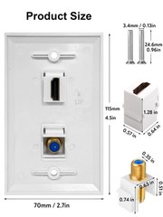 HDMI Wall Plate, 1 Port 4K HDMI Keystone to Female, 1 Port F Type Connector C…