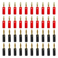 40Pcs Gold Plated 4mm Banana Plugs Audio Jack Speaker Wire Cable Screw Connector